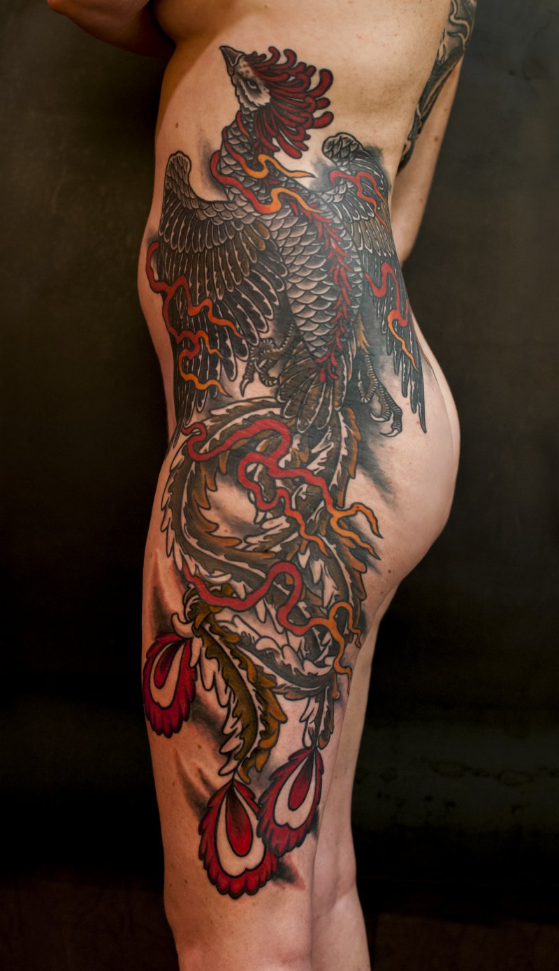 Beintattoo, Phoenix im japanischen Stil - Besen - Wild At Heart Munich